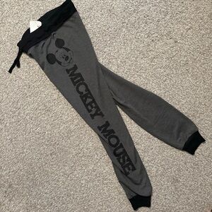 Disney Small Mickey Mouse Jogger Sweatpants Gray Black Graphic